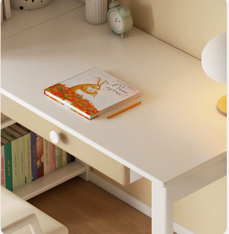 Beech Solid Wood Desk Bookcase Combination