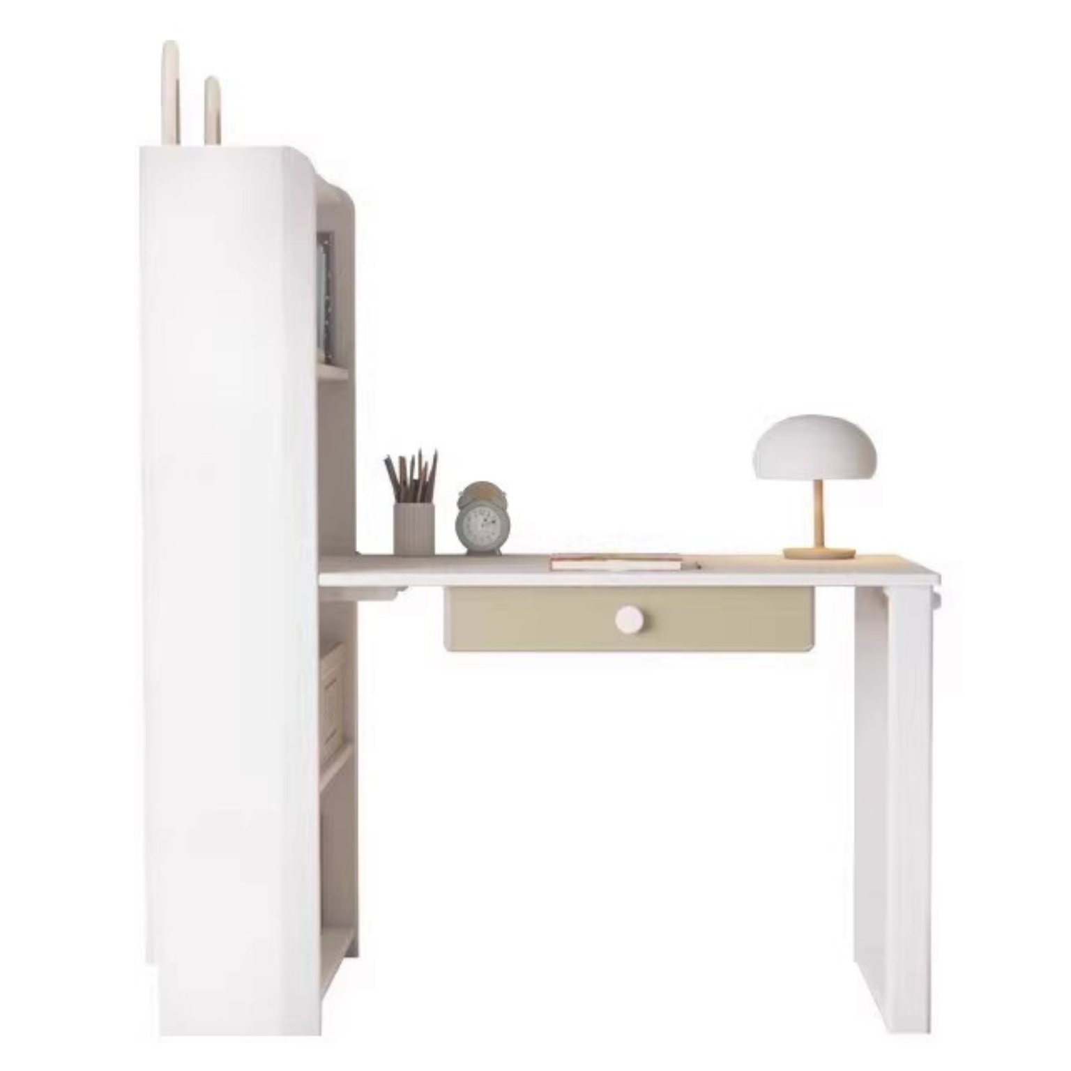 Beech Solid Wood Desk Bookcase Combination