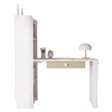 Beech Solid Wood Desk Bookcase Combination