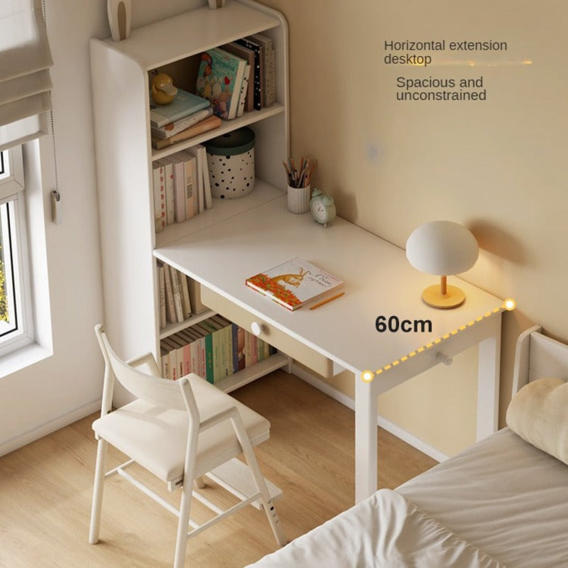 Beech Solid Wood Desk Bookcase Combination