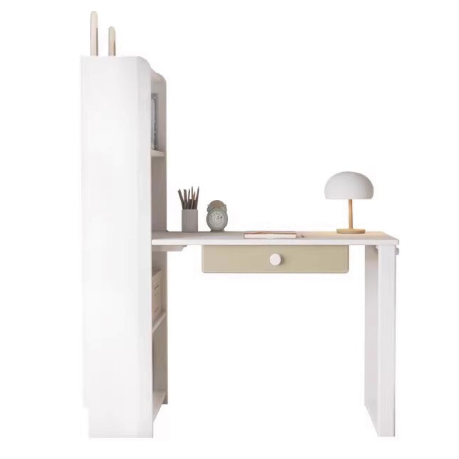 Beech Solid Wood Desk Bookcase Combination