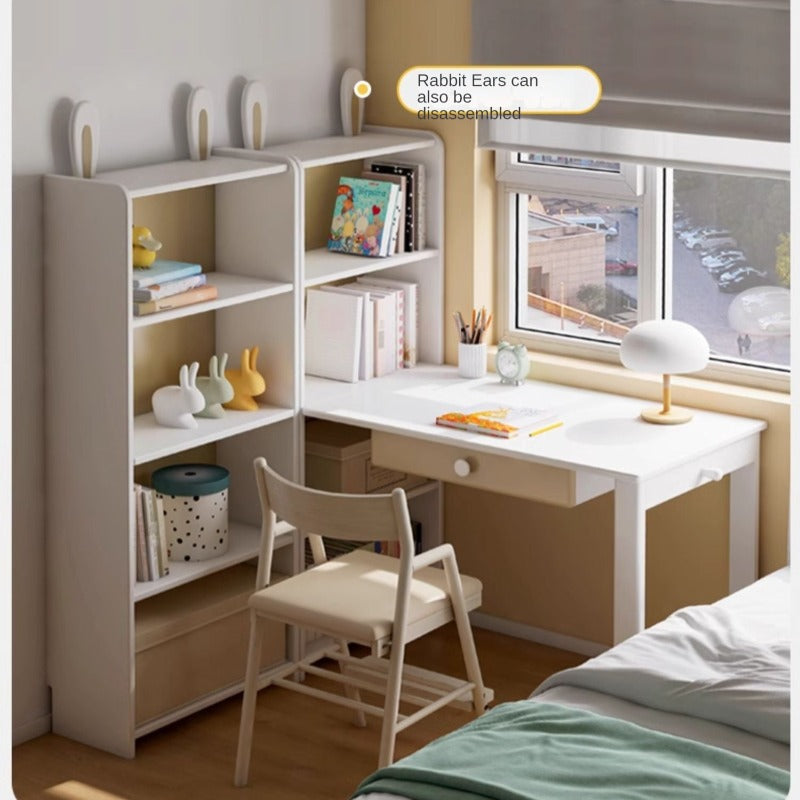 Beech Solid Wood Desk Bookcase Combination