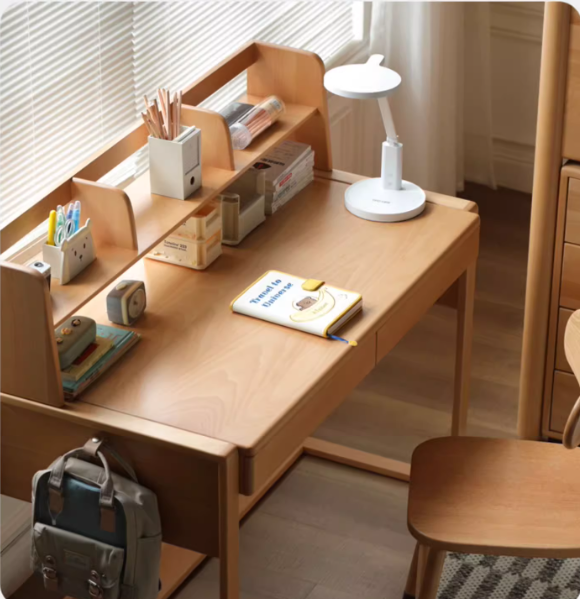 Oak Children's Modern Study Table Can Be Raised and Lowered