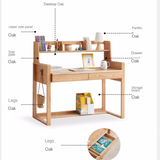 Oak Children's Modern Study Table Can Be Raised and Lowered