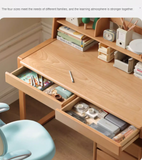 Oak Children's Modern Study Table Can Be Raised and Lowered