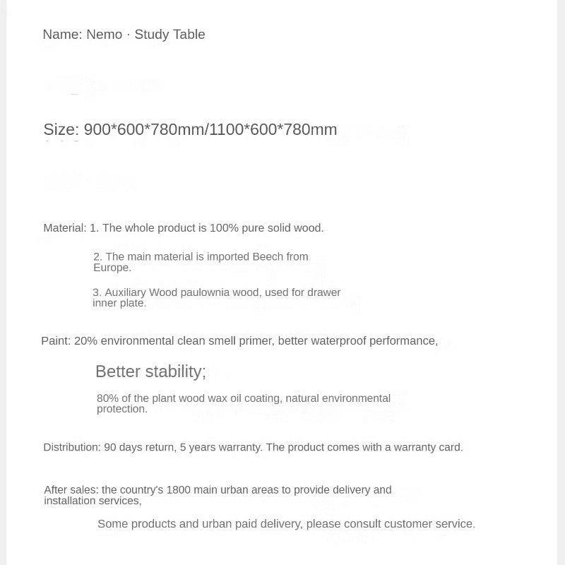 Beech Solid Wood  Pure Children's Desk