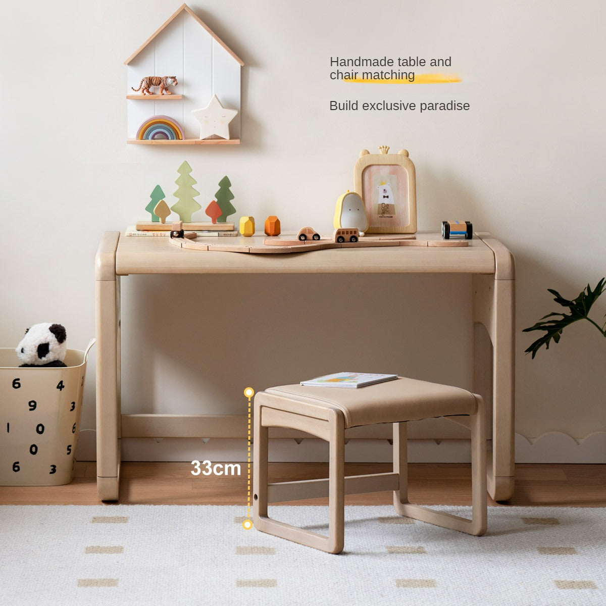 Birch solid wood  Children's Handmade Table Writing Desk