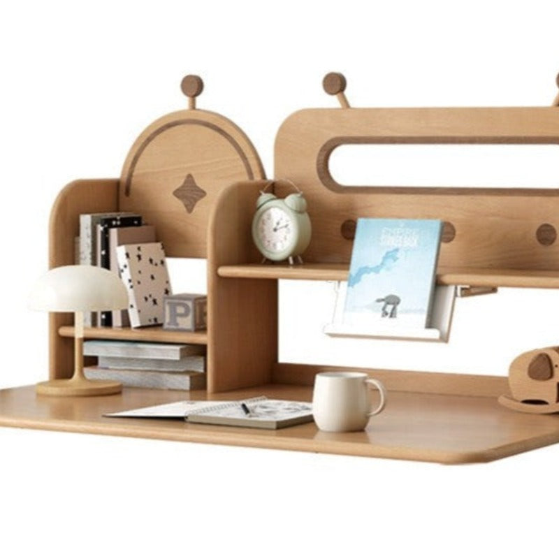 オーク材、ブナ材・無垢材多層デスクトップ棚