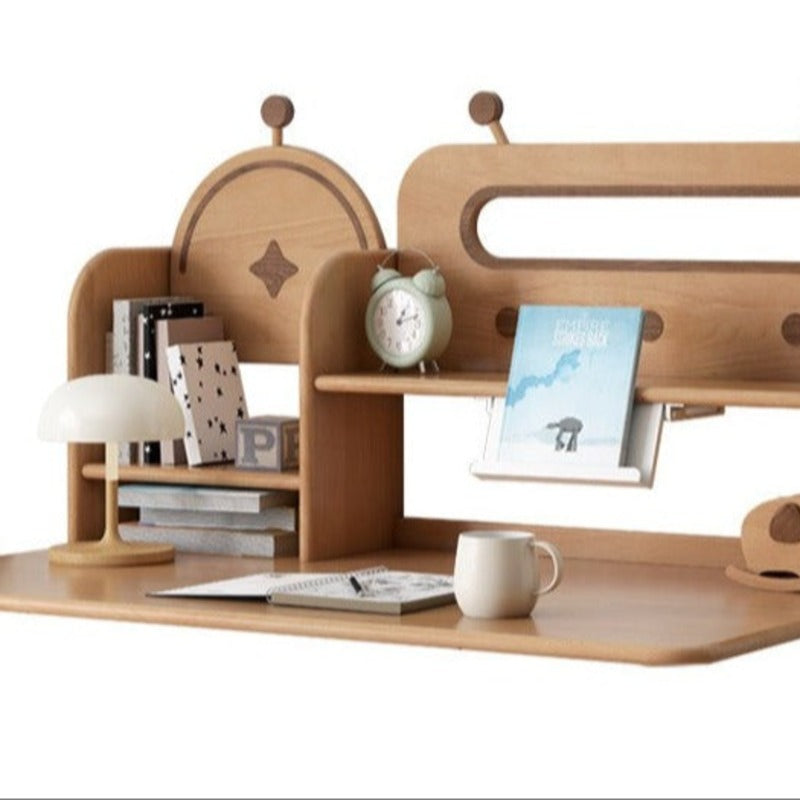 オーク材、ブナ材・無垢材多層デスクトップ棚