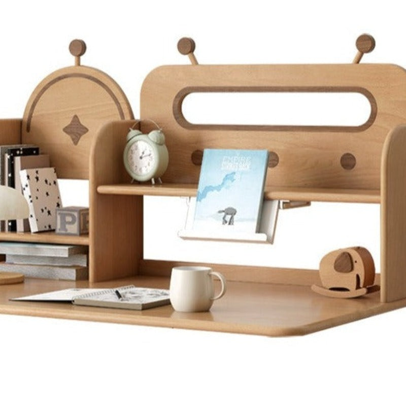 オーク材、ブナ材・無垢材多層デスクトップ棚