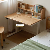 Oak Solid Wood Children's Electric Lifting Tilts Study Desk