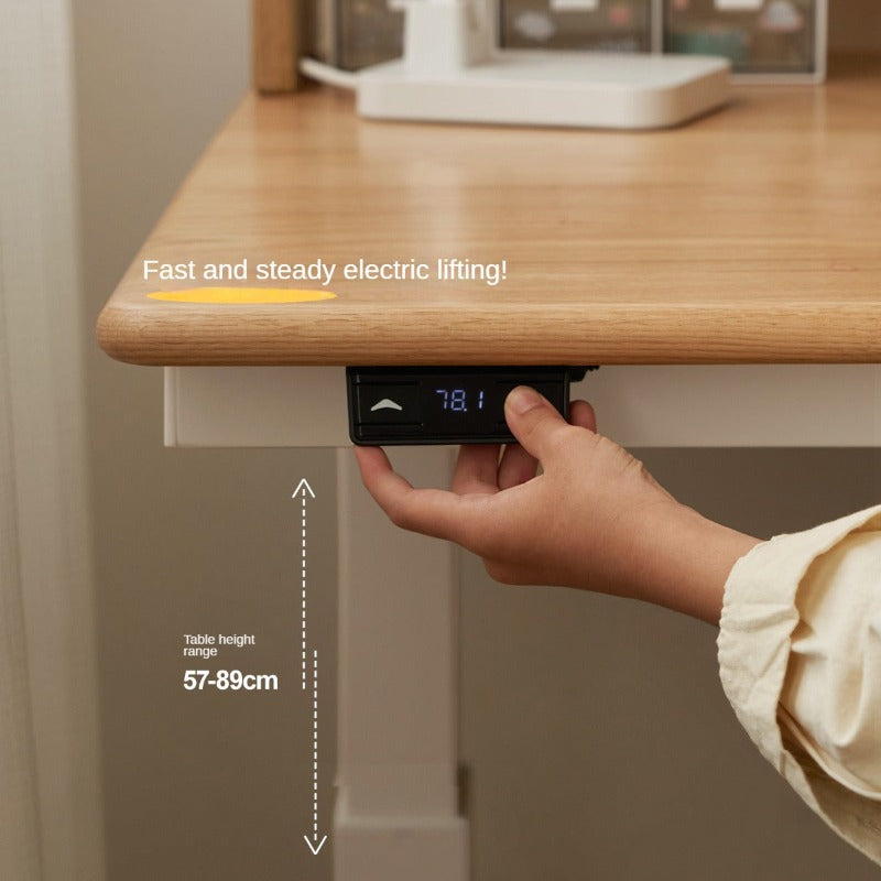 Oak Solid Wood Children's Electric Lifting Tilts Study Desk