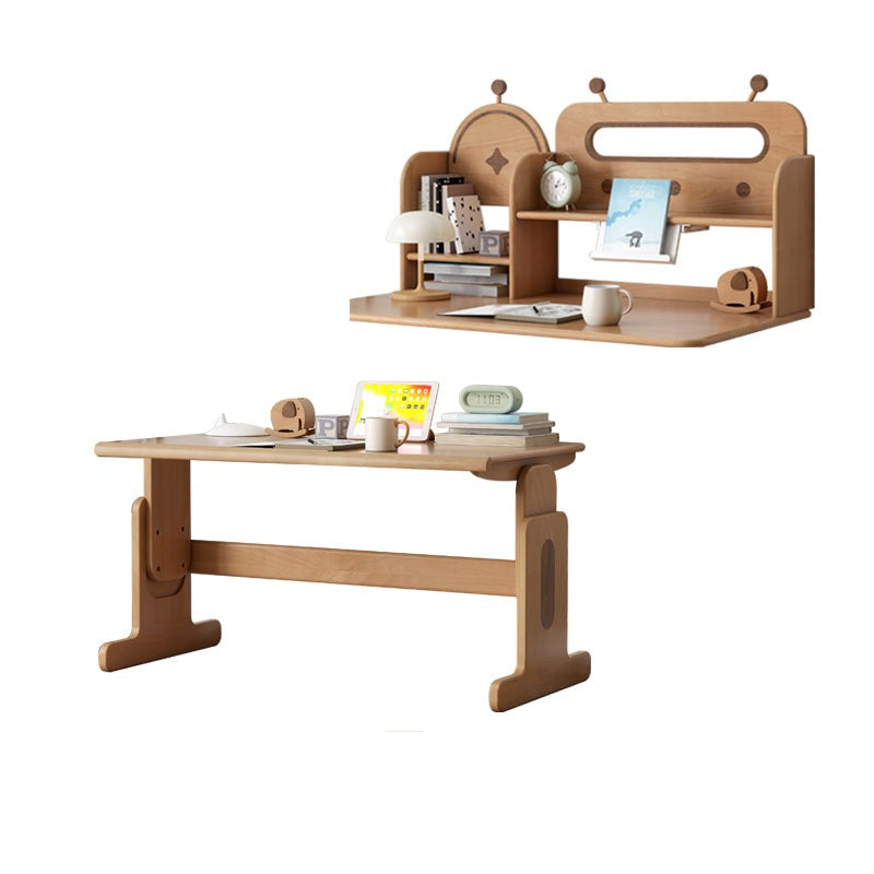 ブナ無垢材昇降デスクと本棚のコンビネーション