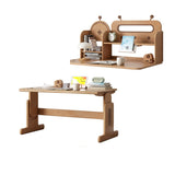 ブナ無垢材昇降デスクと本棚のコンビネーション