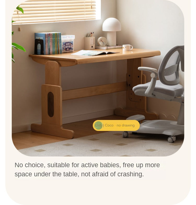 Beech Solid Wood Lifting Desk Bookshelf Combination