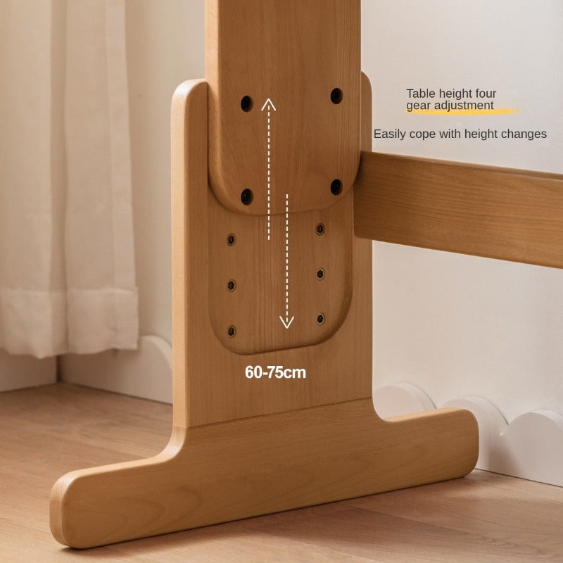 Beech Solid Wood Lifting Desk Bookshelf Combination