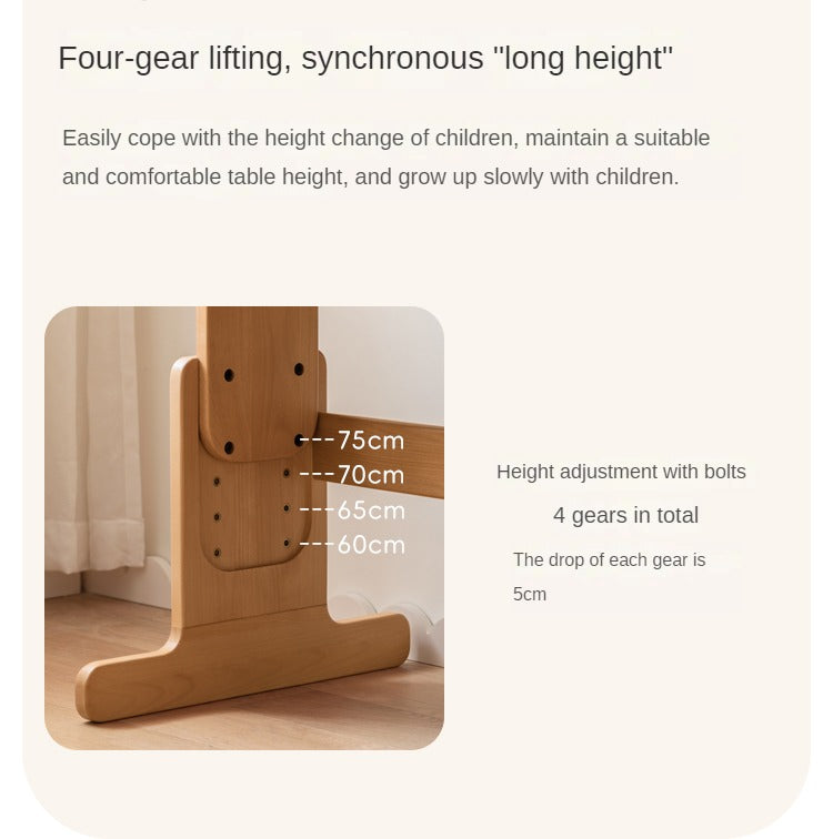 ブナ無垢材昇降デスクと本棚のコンビネーション