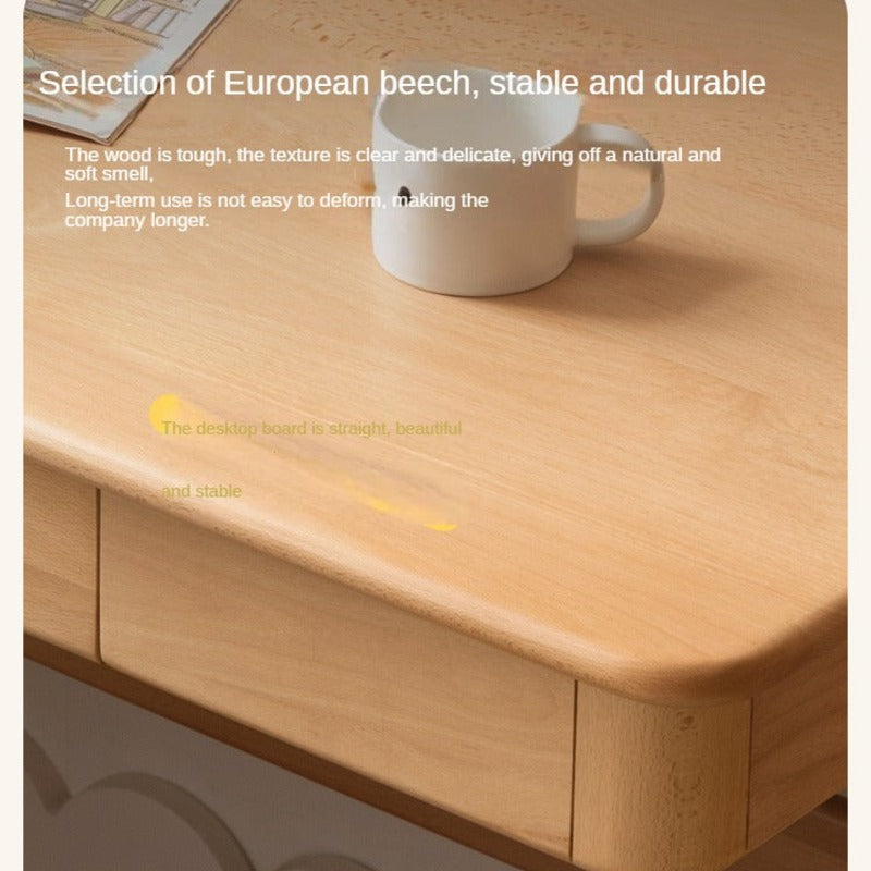 Beech Solid Wood Lifting Desk Bookshelf Combination