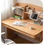 Beech Solid Wood Lifting Desk Bookshelf Combination
