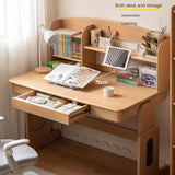 Beech Solid Wood Lifting Desk Bookshelf Combination