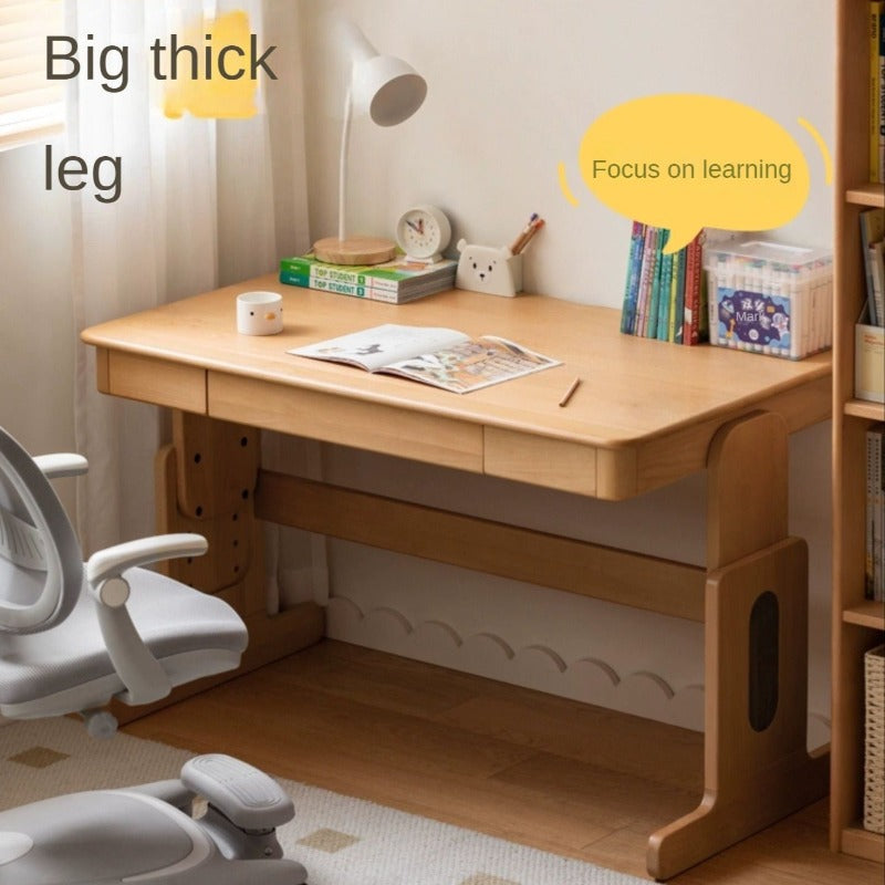 Beech Solid Wood Lifting Desk Bookshelf Combination