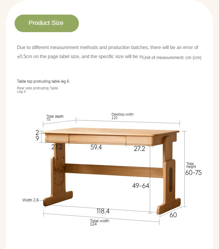 Beech Solid Wood Lifting Desk Bookshelf Combination