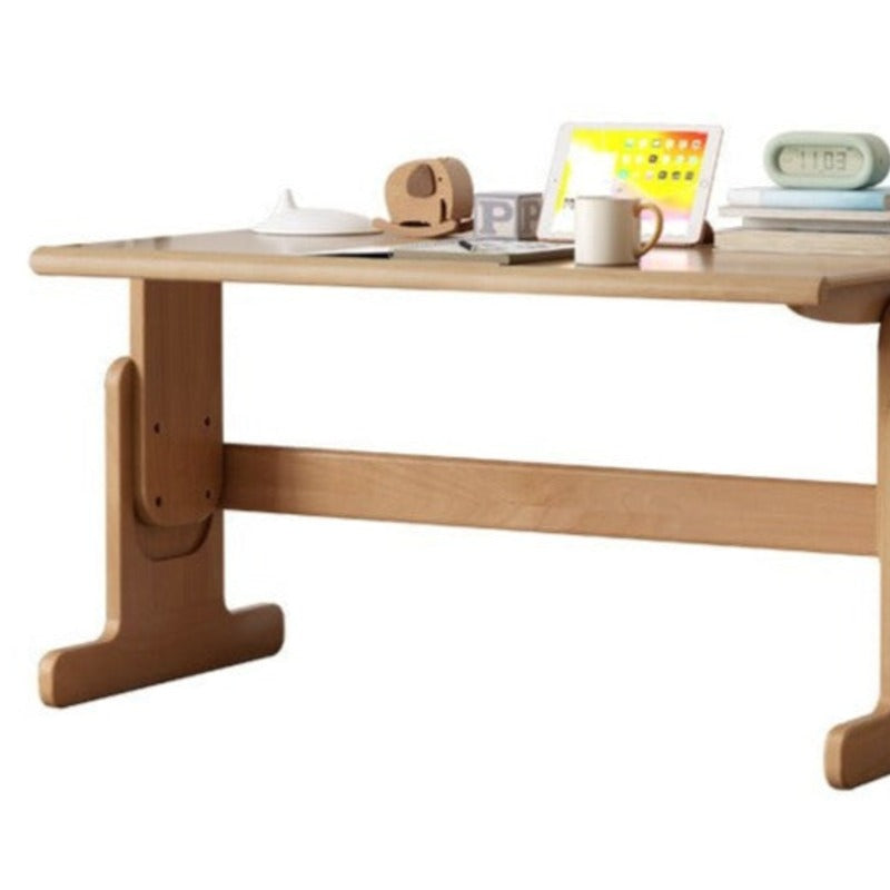 ブナ無垢材昇降デスクと本棚のコンビネーション