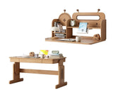 ブナ無垢材昇降デスクと本棚のコンビネーション