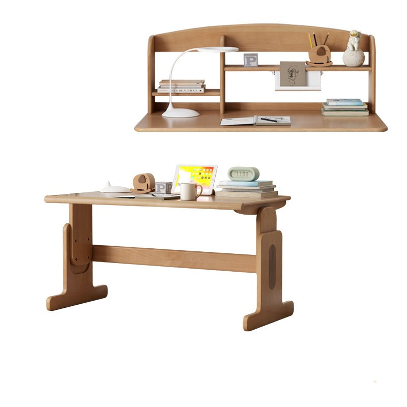 ブナ無垢材昇降デスクと本棚のコンビネーション