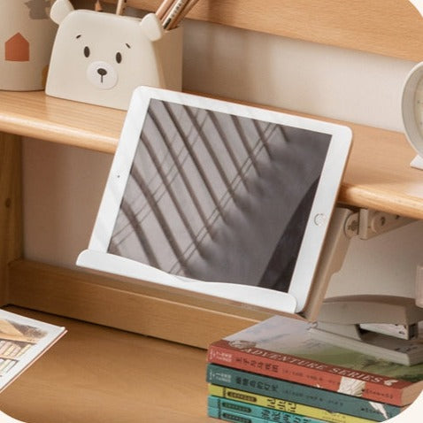 Beech Solid Wood Lifting Desk Bookshelf Combination