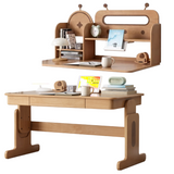 Beech Solid Wood Lifting Desk Bookshelf Combination