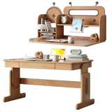 Beech Solid Wood Lifting Desk Bookshelf Combination