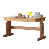 Beech Solid Wood Lifting Desk Bookshelf Combination