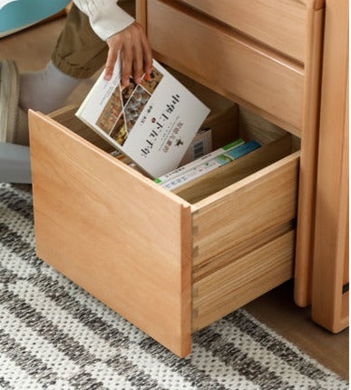 ビーチ材のソリッドウッドデスク 高さ調整可能