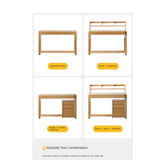 ビーチ材のソリッドウッドデスク 高さ調整可能