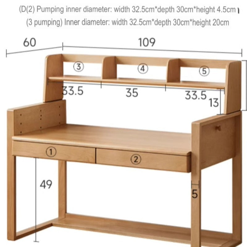 Beech Solid Wood Desk Can Be Lifted and Adjusted