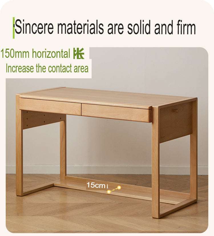 Beech Solid Wood Desk Can Be Lifted and Adjusted