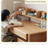 ビーチ材のソリッドウッドデスク 高さ調整可能