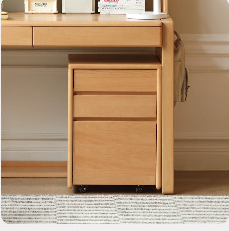 ビーチ材のソリッドウッドデスク 高さ調整可能