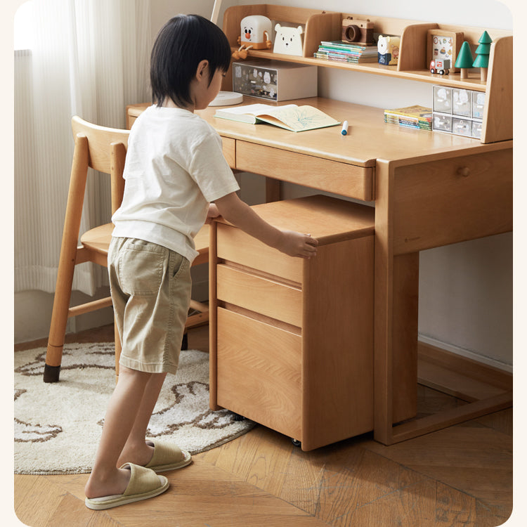 ビーチ材のソリッドウッドデスク 高さ調整可能