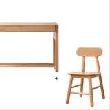 ビーチ材のソリッドウッドデスク 高さ調整可能