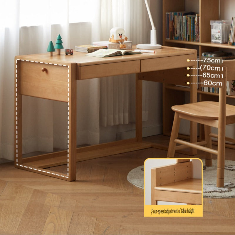Beech Solid Wood Desk Can Be Lifted and Adjusted