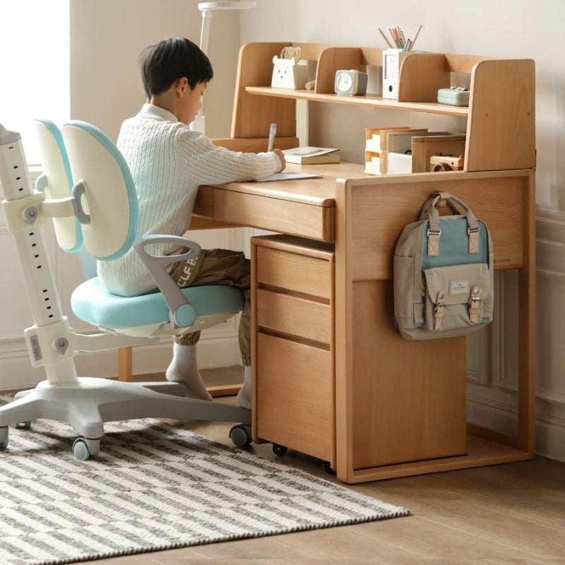 ビーチ材のソリッドウッドデスク 高さ調整可能