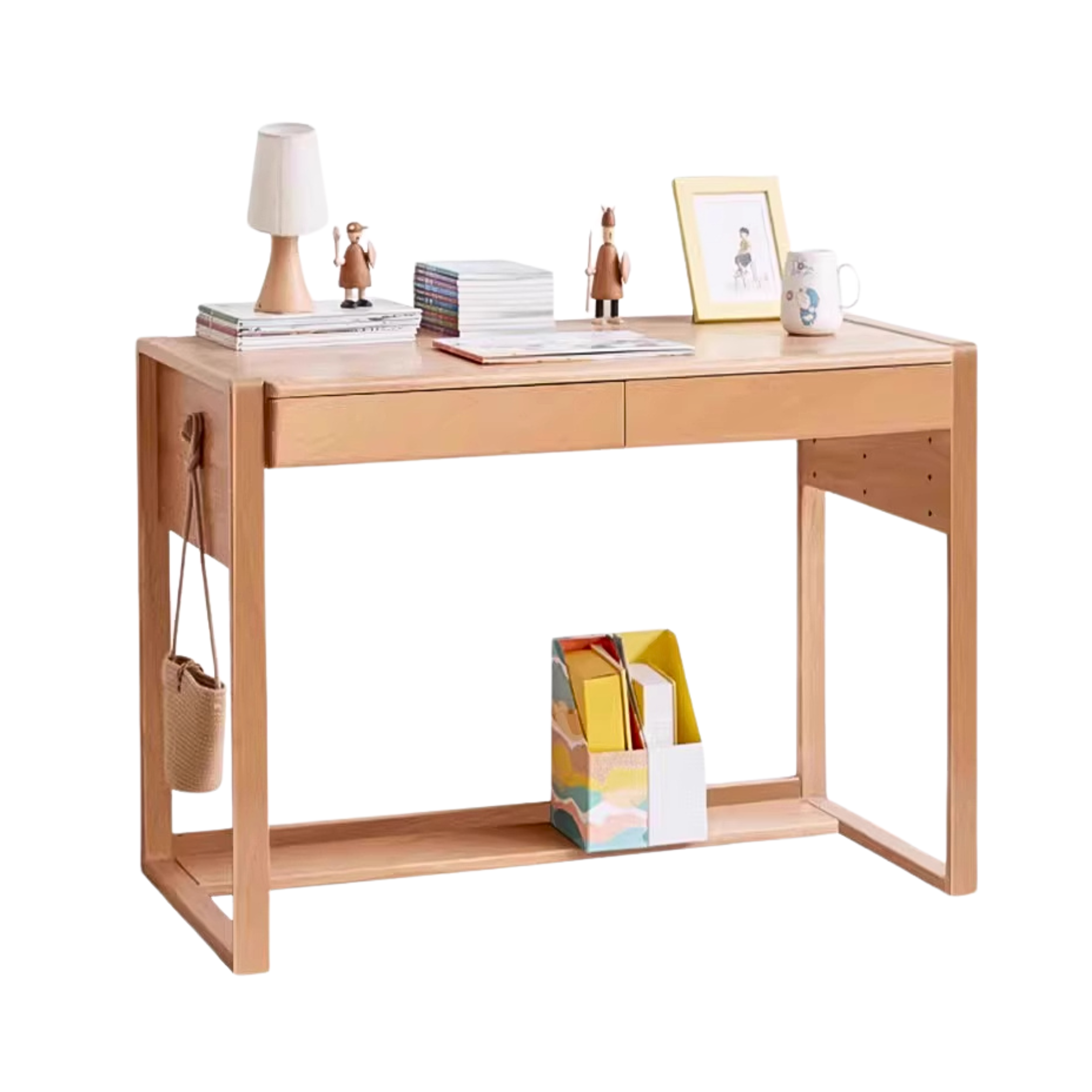 Beech Solid Wood Desk Can Be Lifted and Adjusted