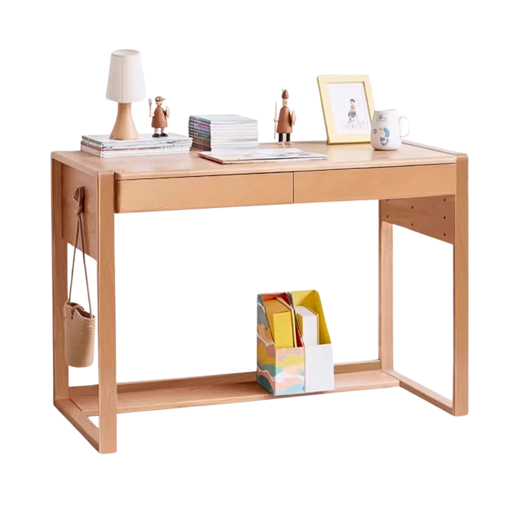 Beech Solid Wood Desk Can Be Lifted and Adjusted
