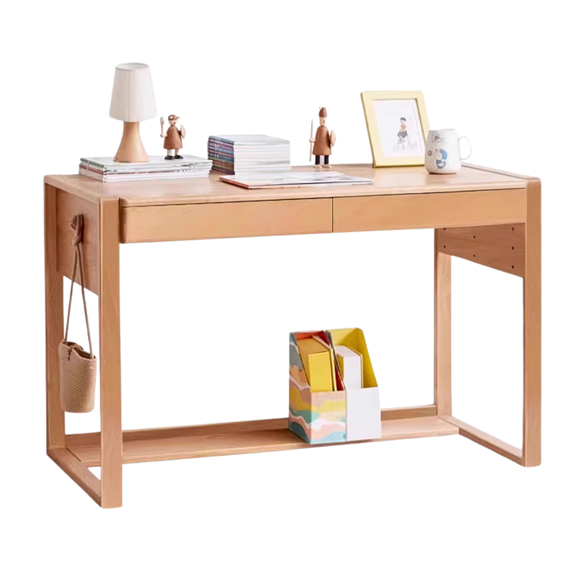 Beech Solid Wood Desk Can Be Lifted and Adjusted