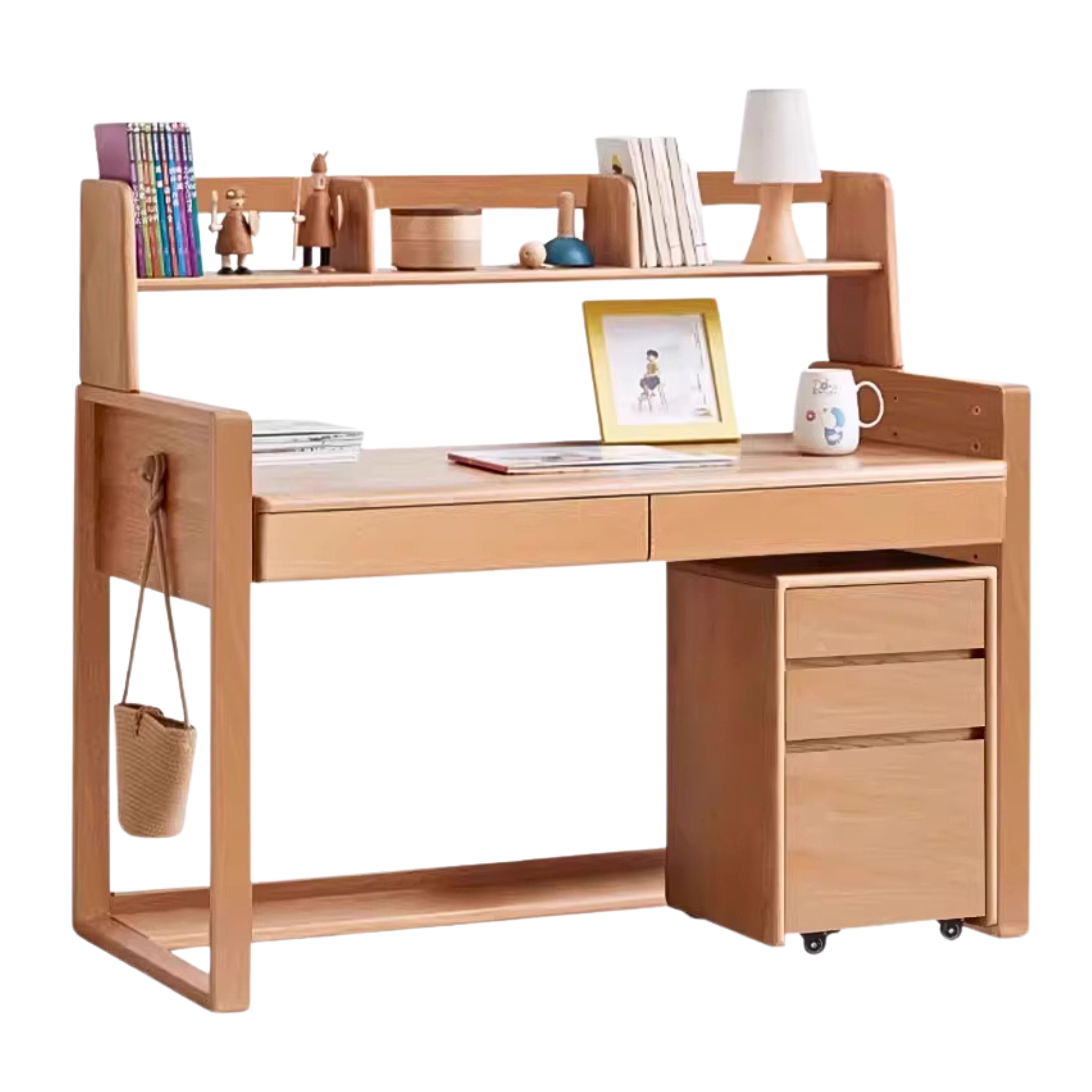 Beech Solid Wood Desk Can Be Lifted and Adjusted