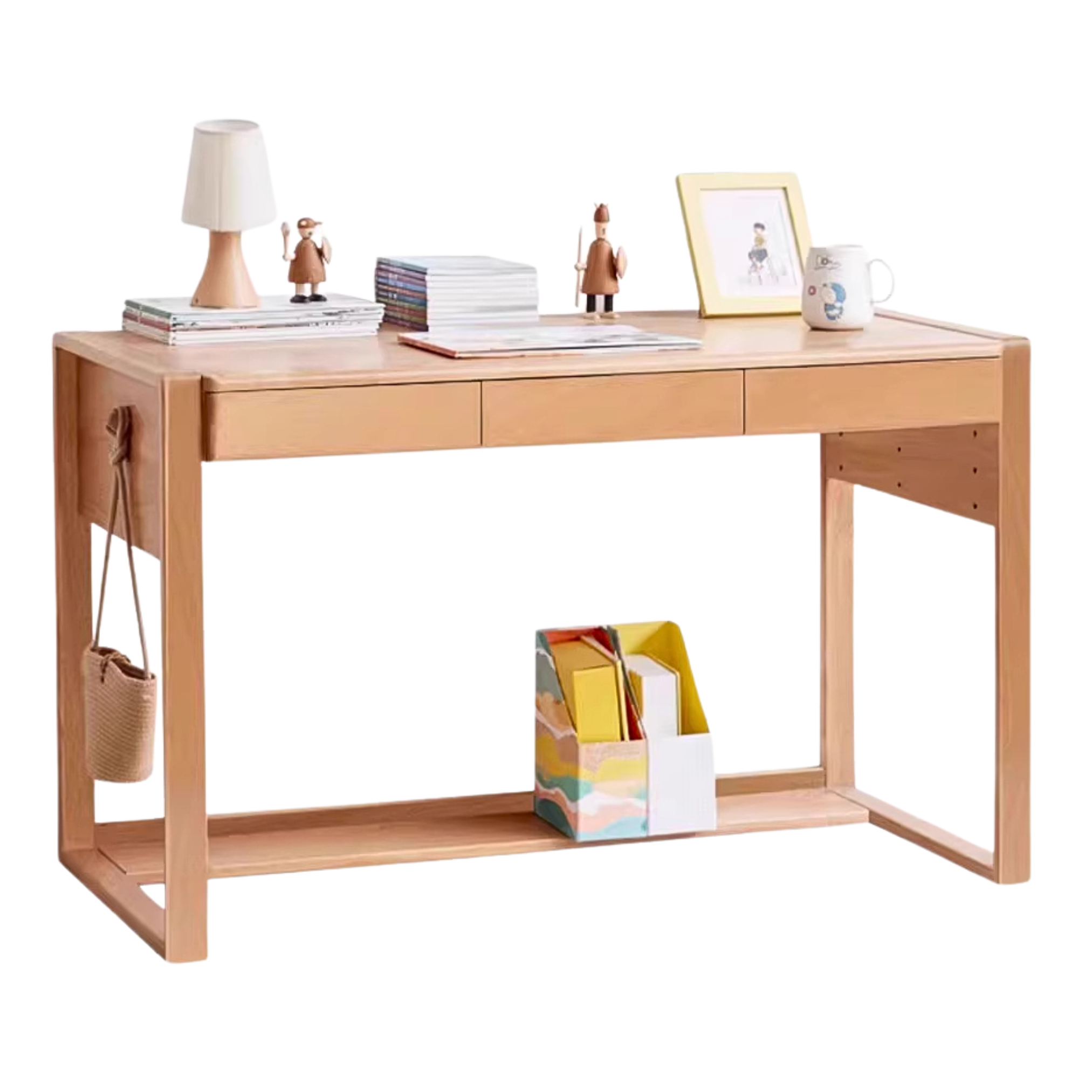 Beech Solid Wood Desk Can Be Lifted and Adjusted