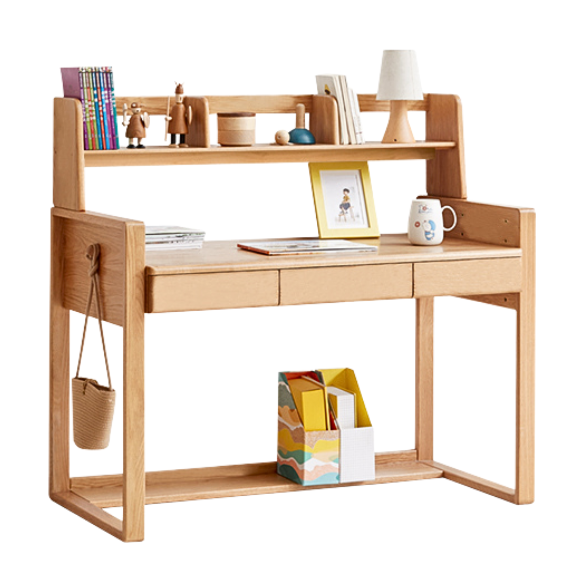 Beech Solid Wood Desk Can Be Lifted and Adjusted