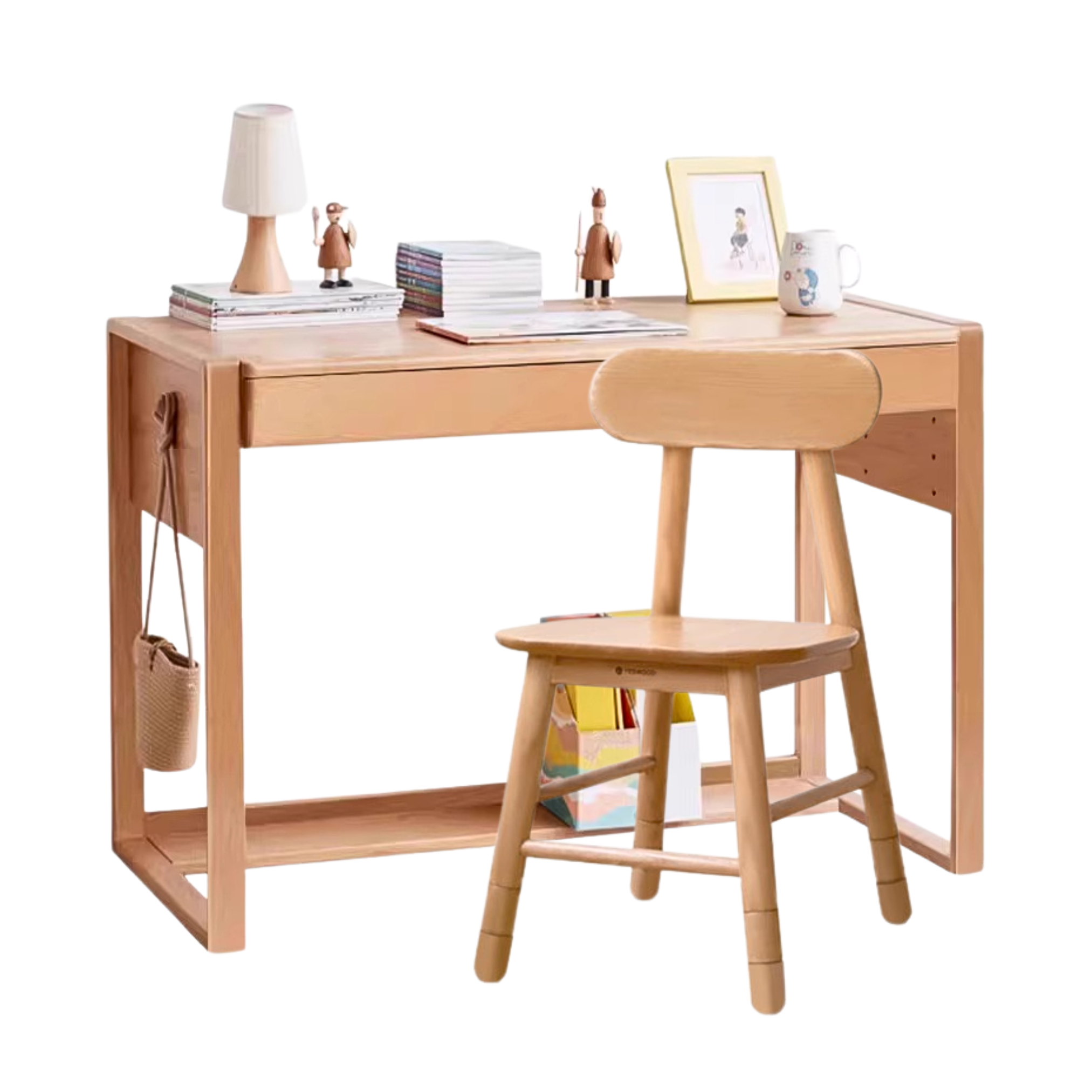 Beech Solid Wood Desk Can Be Lifted and Adjusted